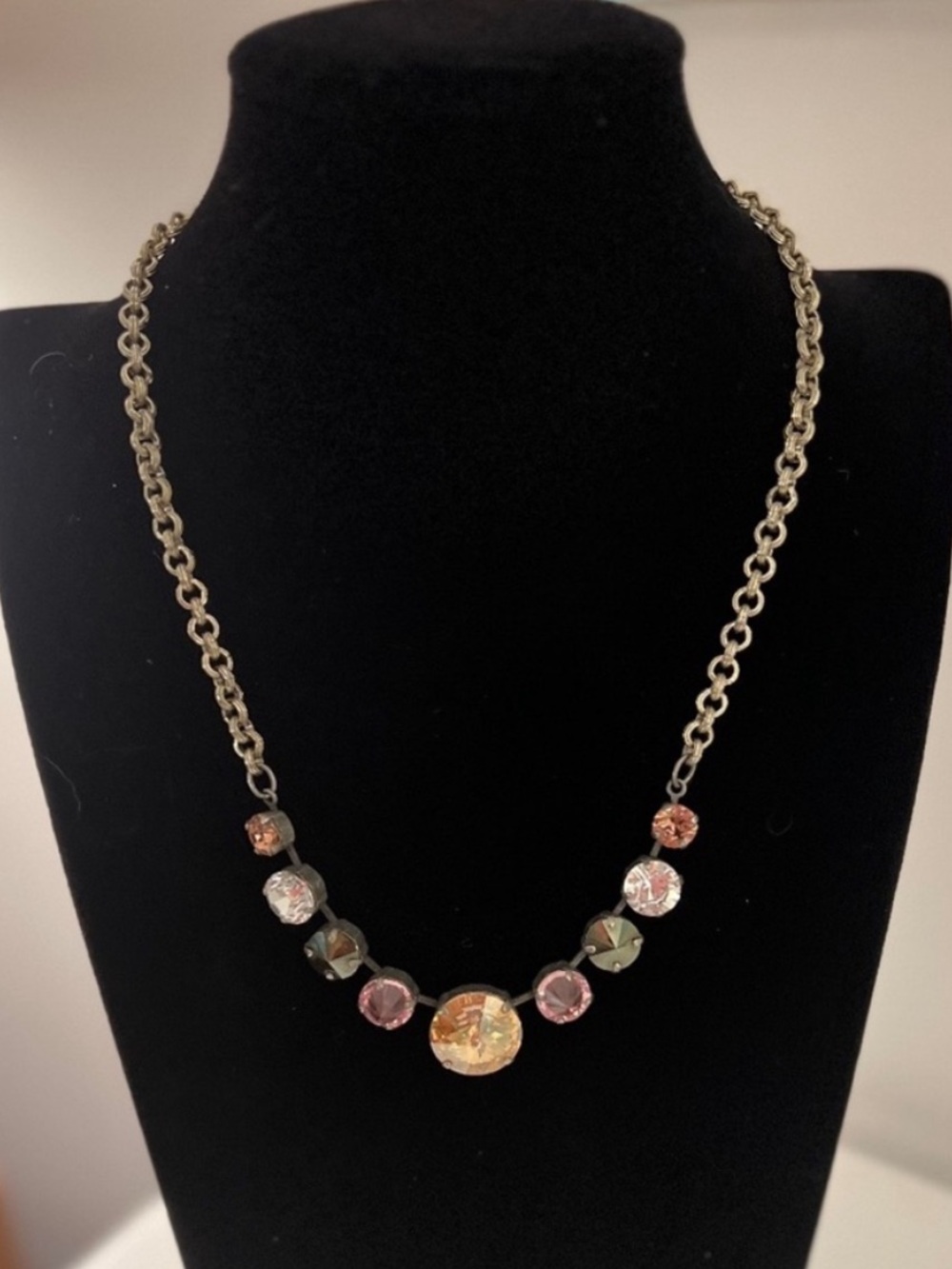 Sabika Gold-Tone Chain Necklace with Pink and Champagne Crystals